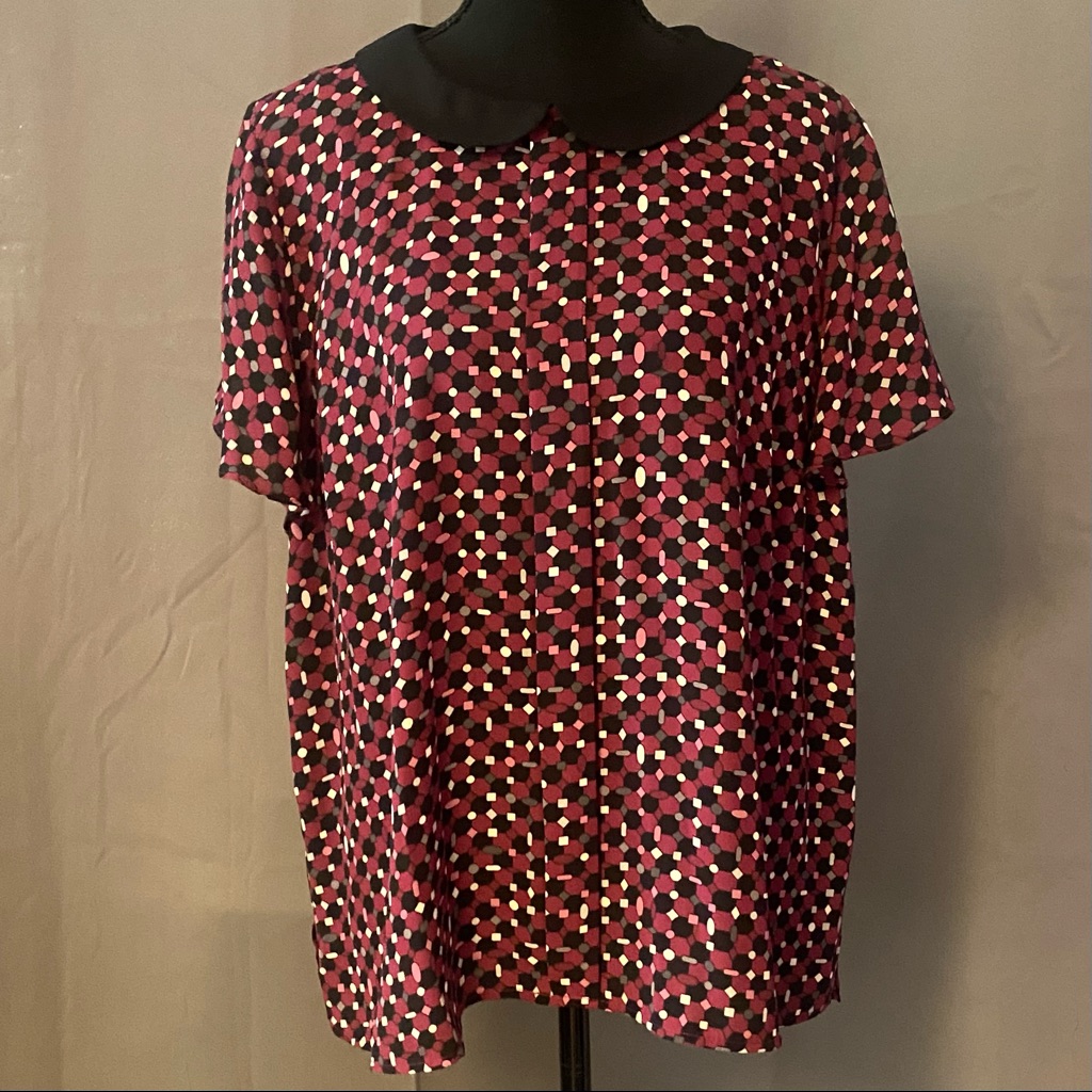 Patterned Button Up Blouse